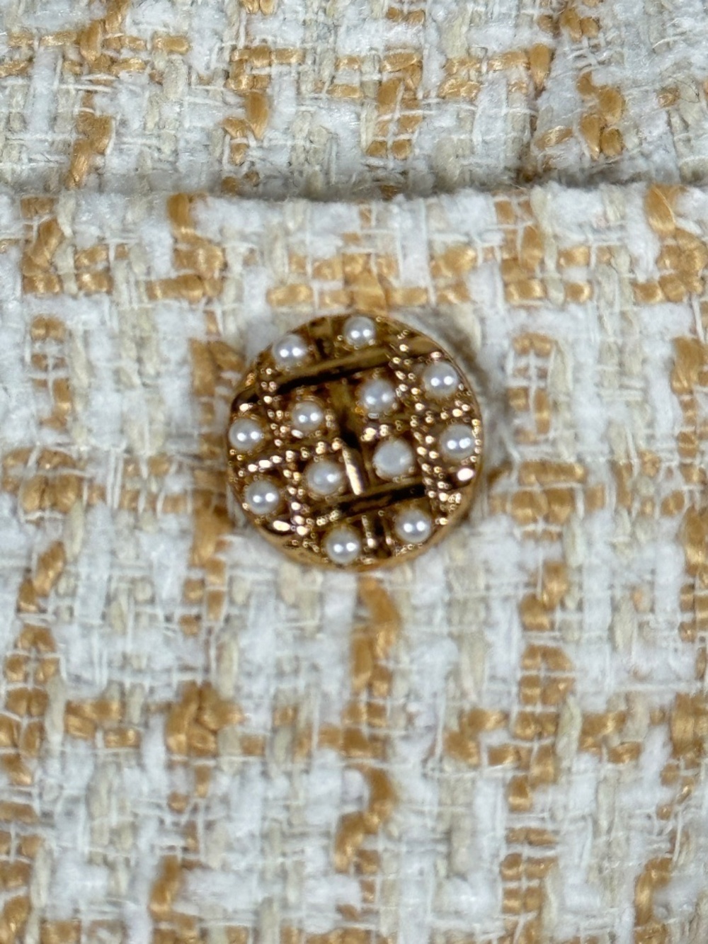 IVORY AND GOLD LONG SLEEVE WOMEN'S TWEED ROMPER WITH POCKETS - NWOT - Picture 13 of 17